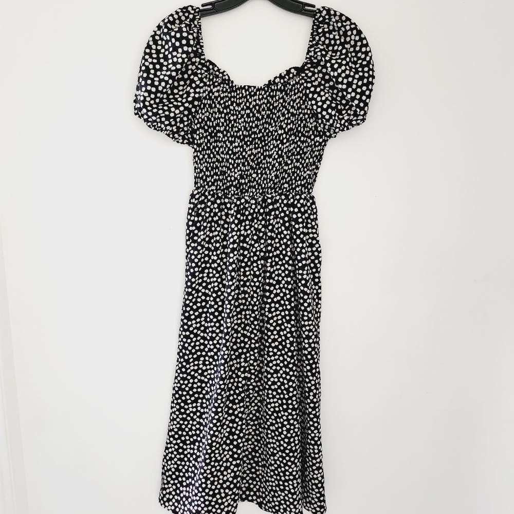 Nwot SweatyRocks Boho Short Puff Sleeves Slit A-line Flare Dress - Picture 7 of 9
